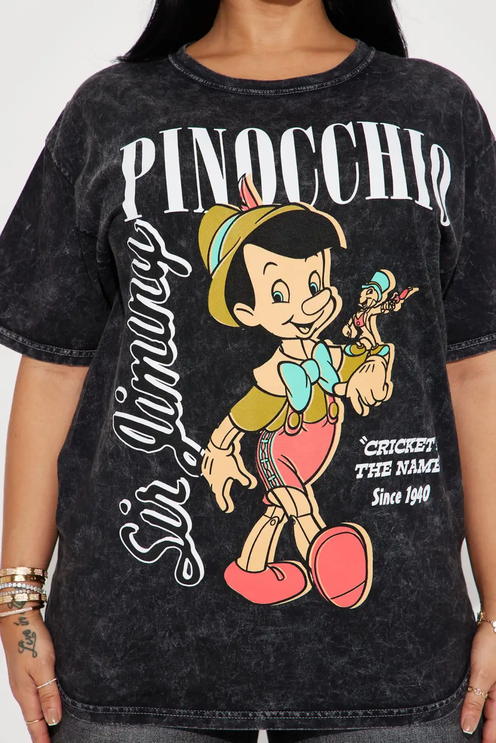 Pinocchio Washed Graphic Tee - Black Wash