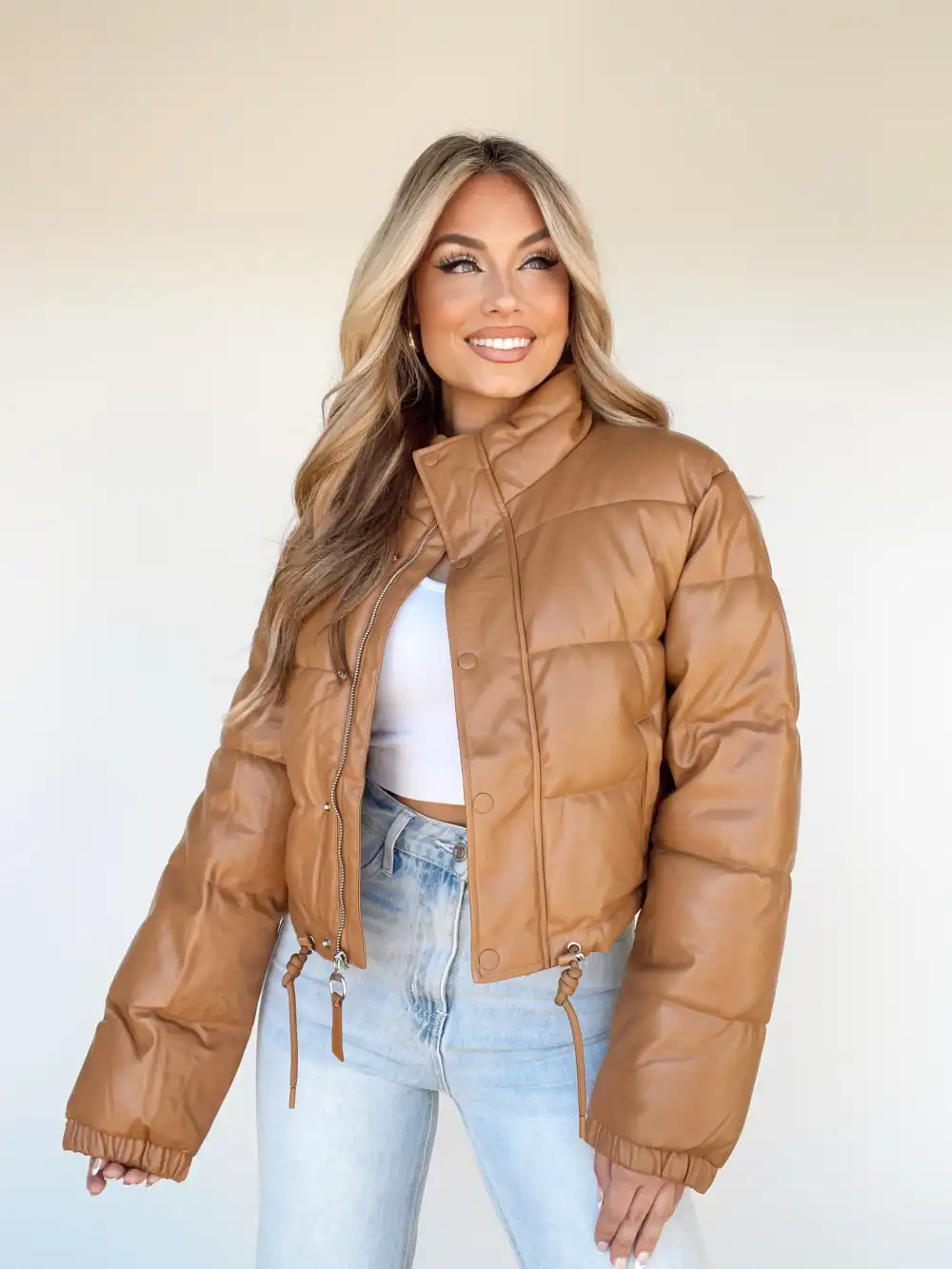Leather Puffer Coat
