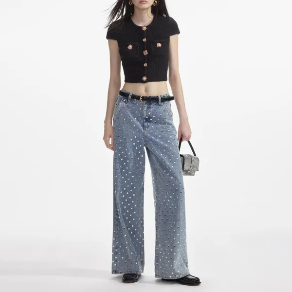 Black Jewel Button Knit Top