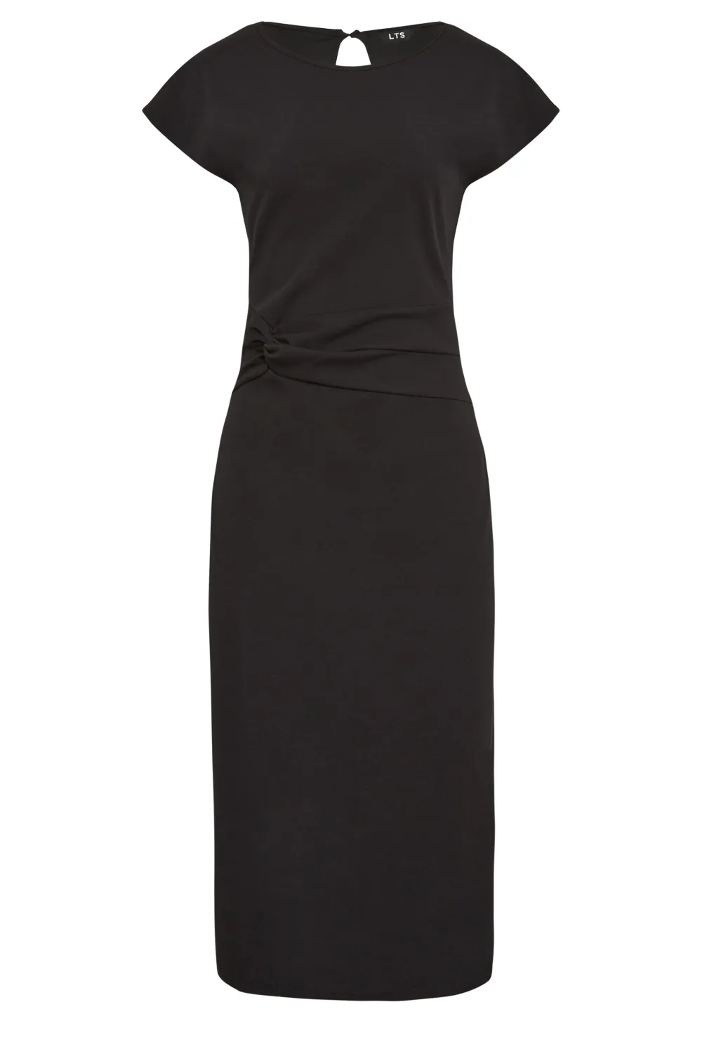 LTS Tall Black Twist Midi Dress