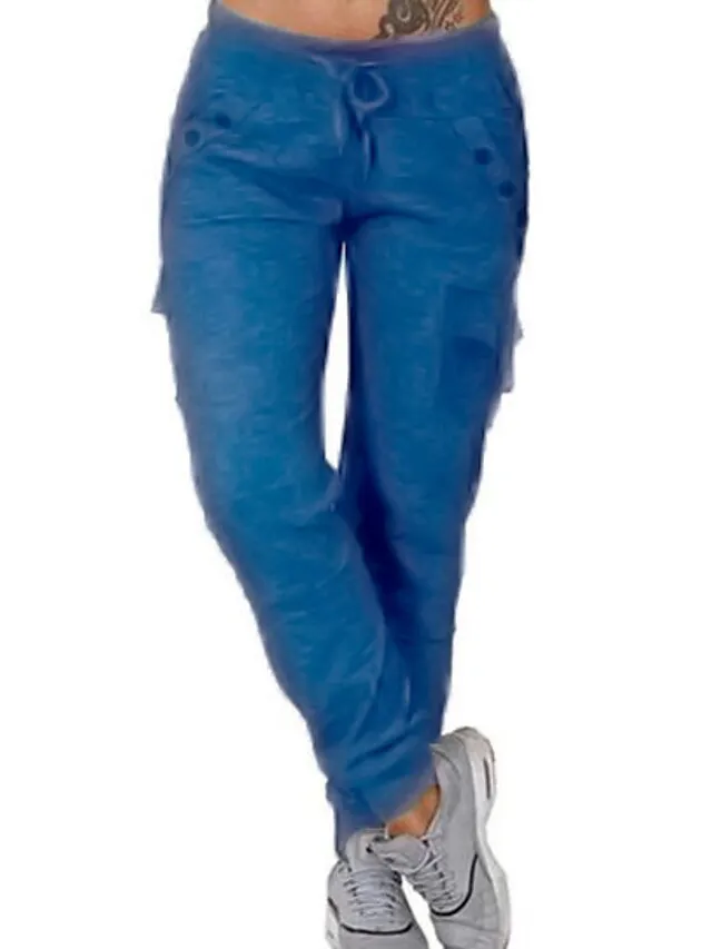 Women's Sweatpants Joggers Cargo Pants Blue Pink Light Grey Mid Waist Casual / Sporty Athleisure Leisure Sports Weekend Full Length Comfort Plain S M L XL 2XL