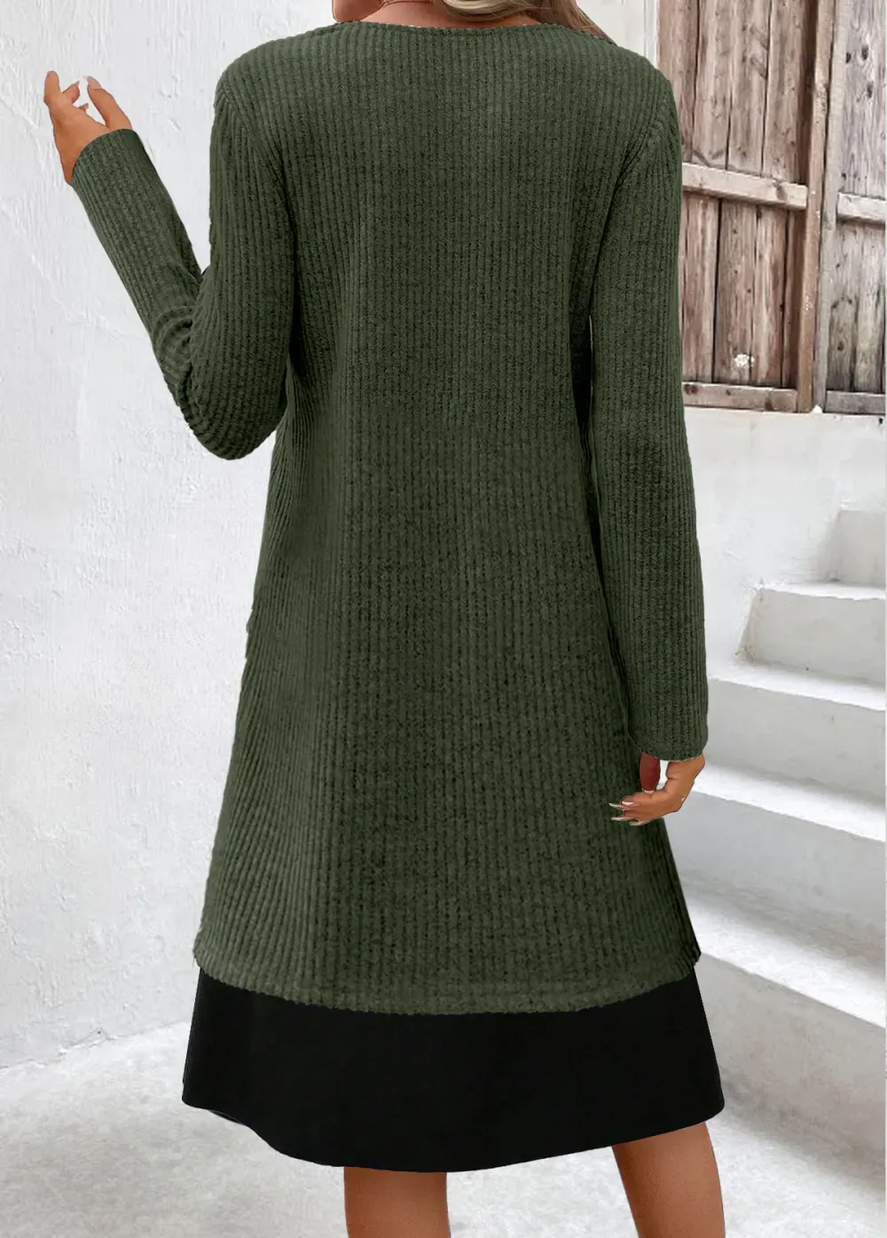 Light Grey Marl Fake 2in1 A Line Dress