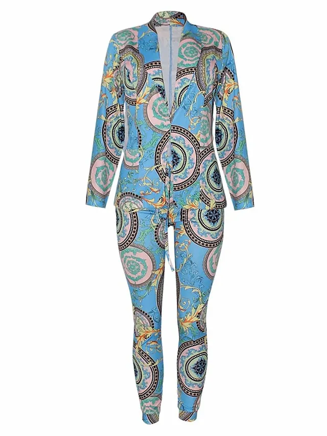 Women's Suits Blazer Office Work Daily Wear Summer Spring Fall Regular Coat Regular Fit Thermal Warm Windproof Breathable Stylish Contemporary Modern Style Jacket Long Sleeve Floral Color Block Print