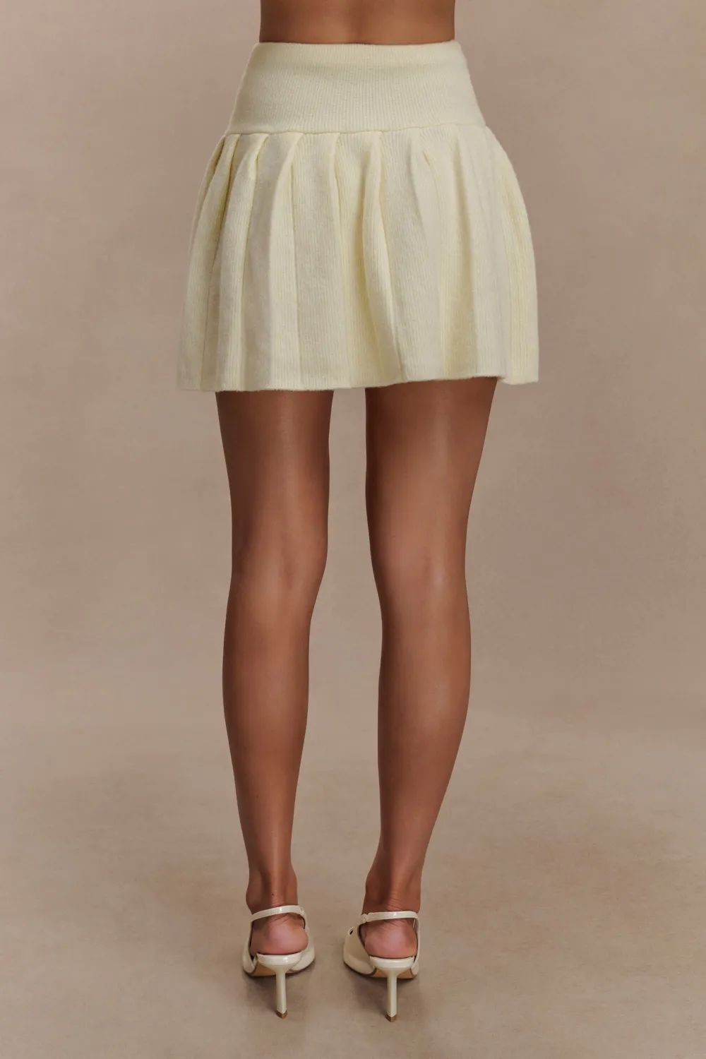 Pleated Knit Mini Skirt