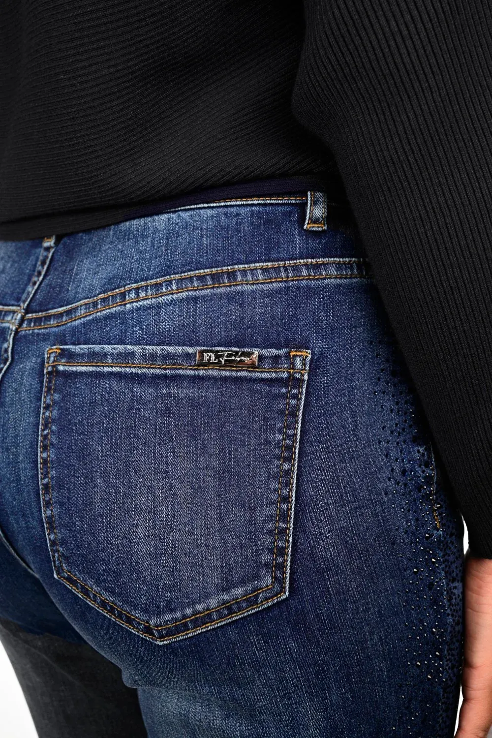 Dark Blue Denim Gold - Buttoned Jeans