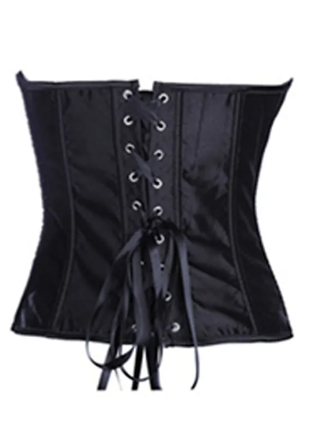 Women's Corsets Halloween Party & Evening Club Comfortable Overbust Corset Backless Tummy Control Embroidery Stripe Lace Up Spandex  All Seasons Black Blue / Bow / Bow