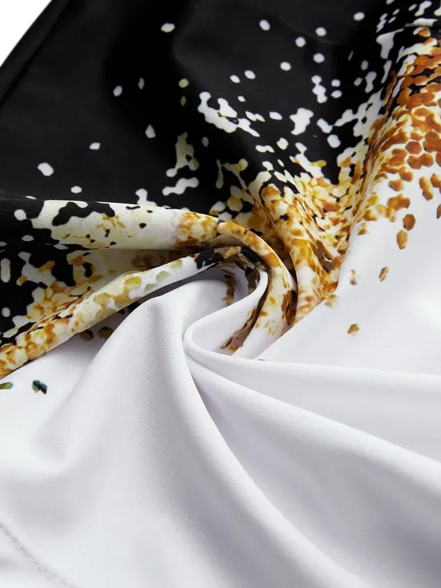 Vacation Abstract Printing V Neck Tankinis Two-Piece Set