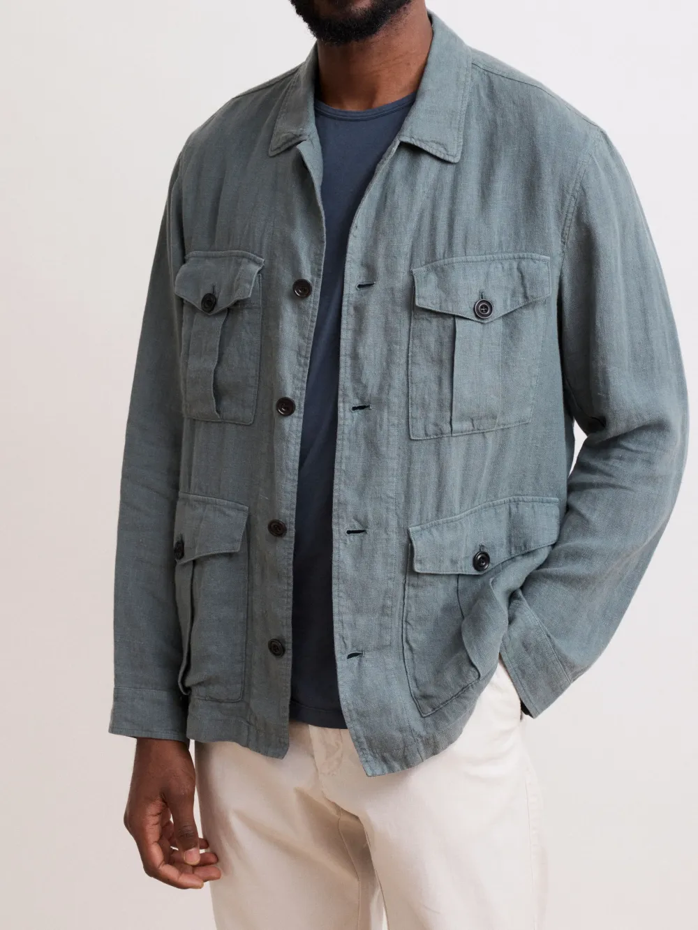 Men's Army Green Linen Jacket