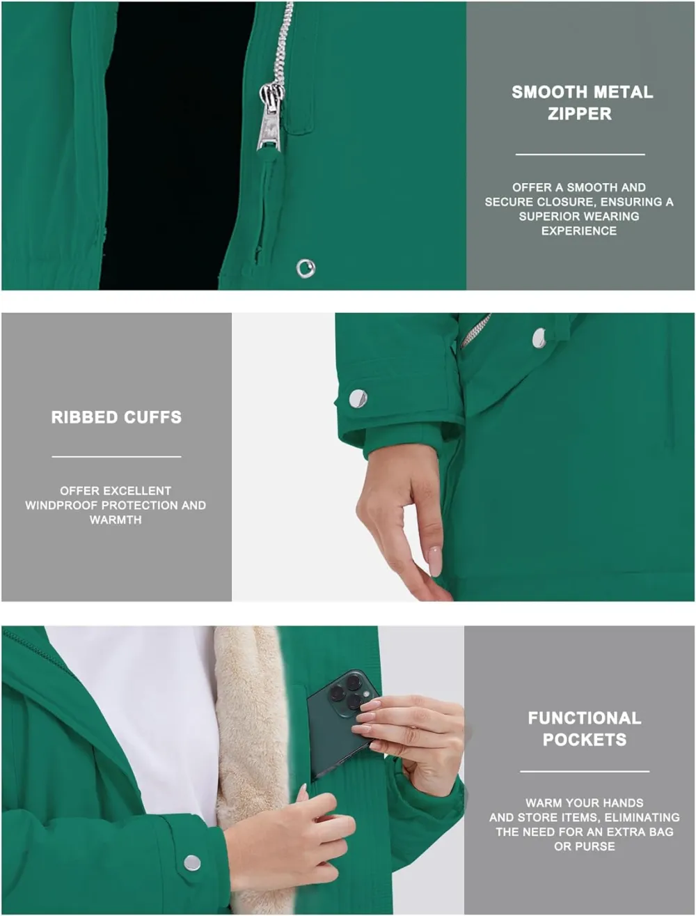 Women's Winter Coats Fleece Lined Parka Jacket Hooded Long Winter Warm Parka Coat with Pockets