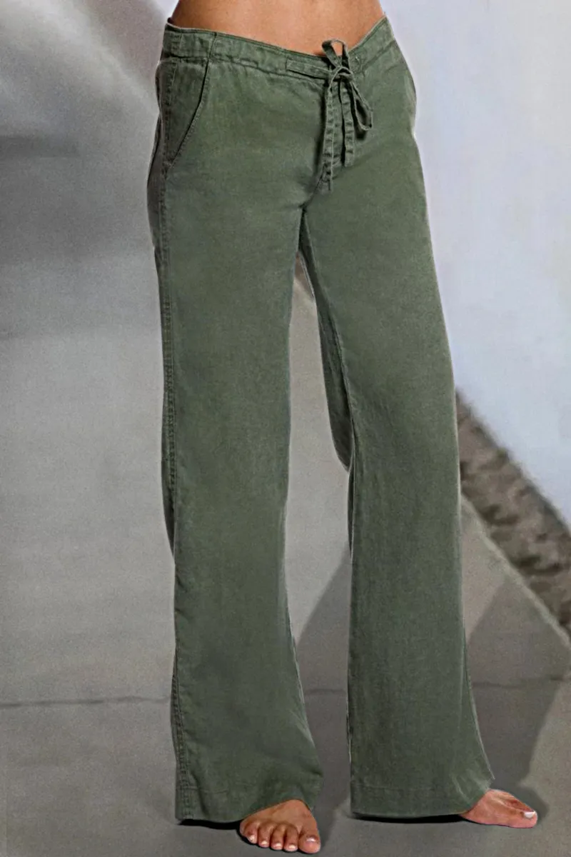 Drawstring Low Waist Wide Leg Jeans