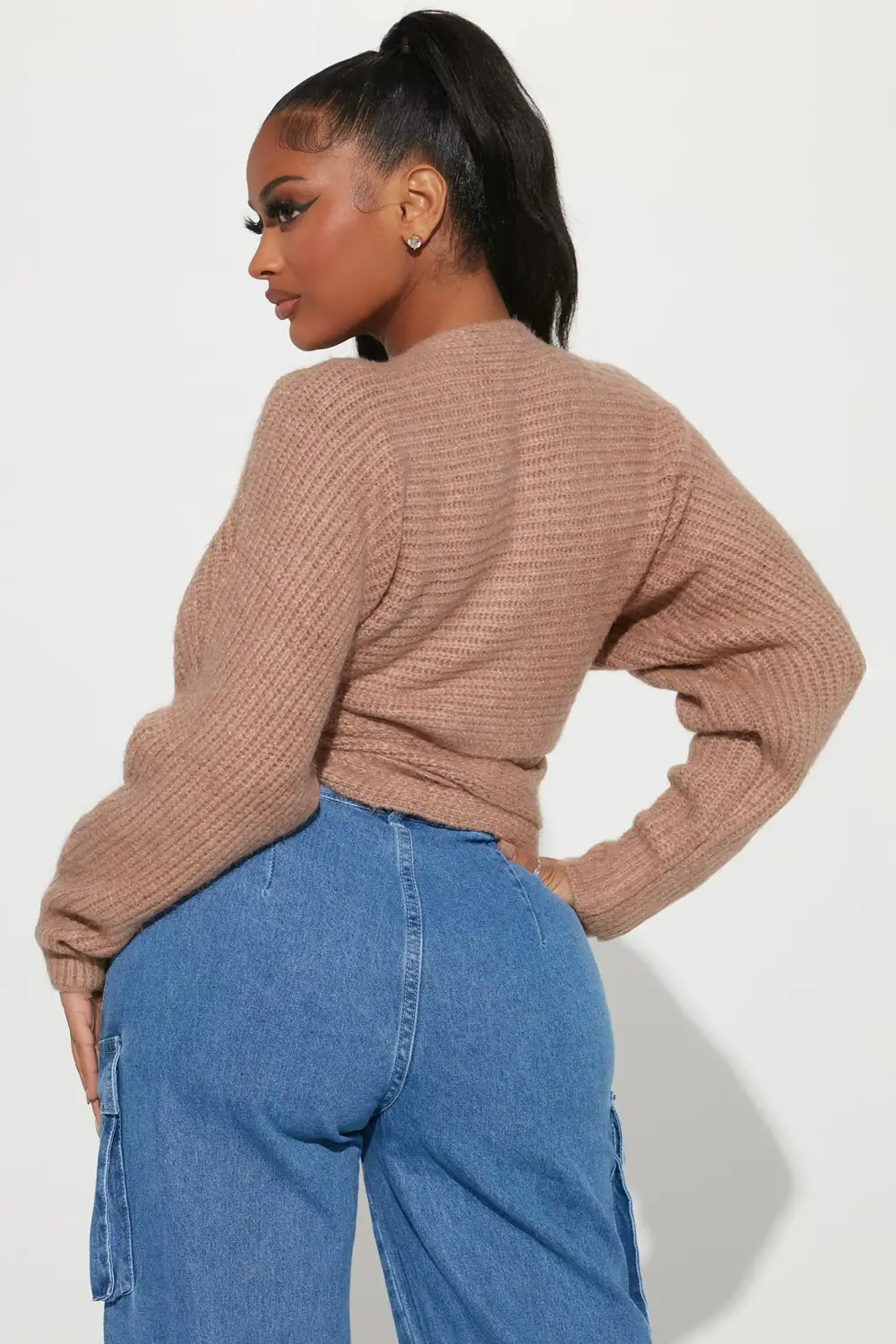 Under Wraps Rib Knit Sweater - Mocha