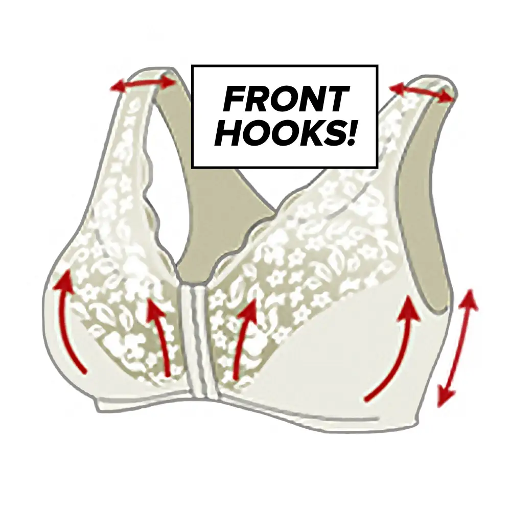 Front hooks, stretch-lace, super-lift, and posture correction �C ALL IN ONE BRA!