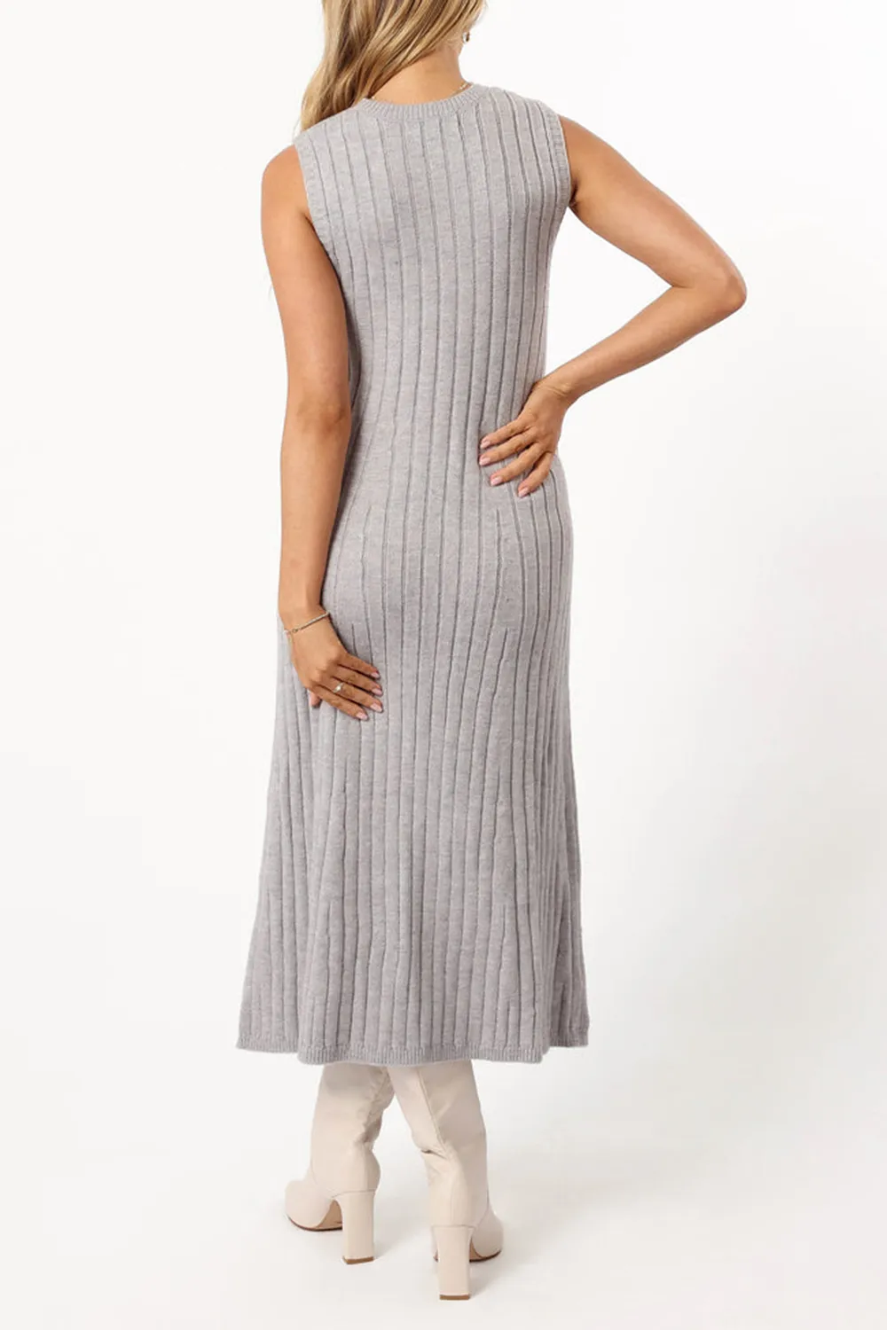 GREY KNIT MIDI DRESS