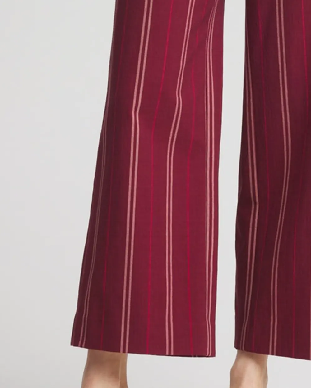 Maroon Pinstripe Wide Leg Trousers