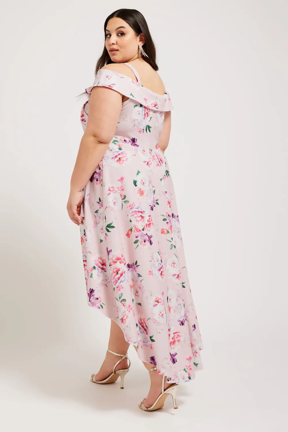YOURS LONDON Curve Pink Floral Print Bardot Dress