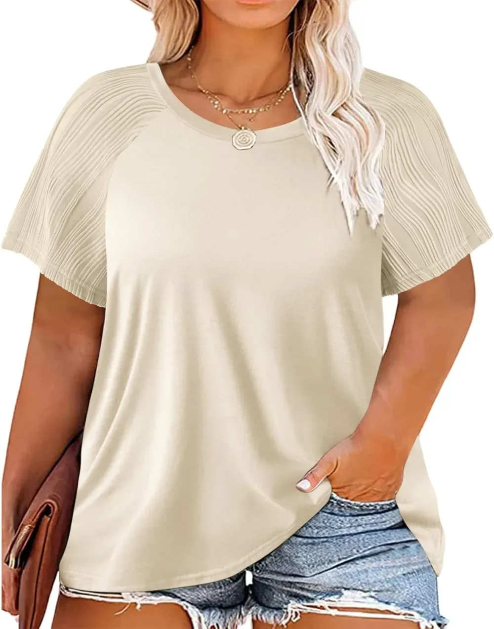 HDLTE Womens Plus Size Tops Floral Bell Sleeves Blouses Summer Crewneck Tunic Loose Casual T Shirts