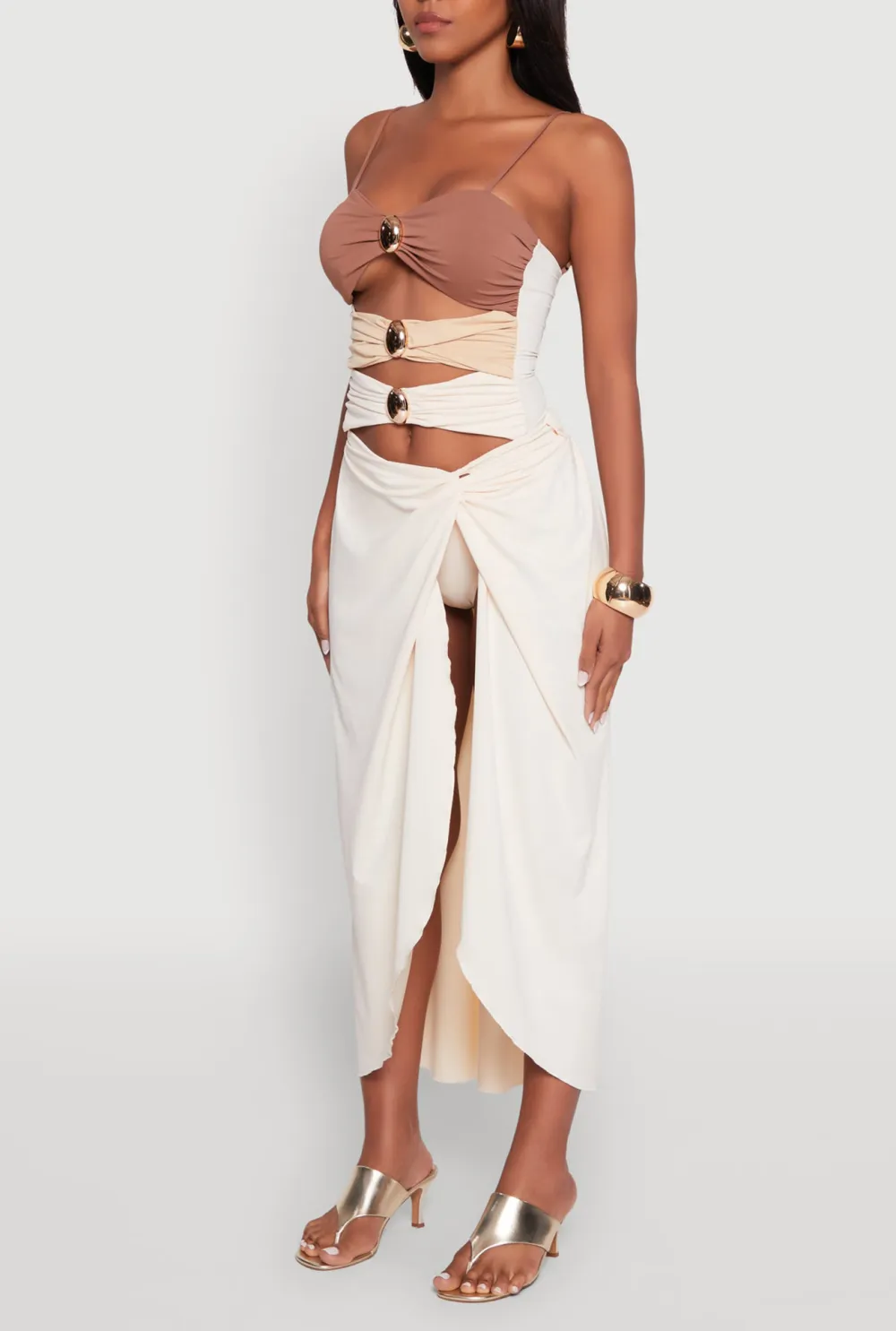 Pleated Bikini One-Piece Swimsuit