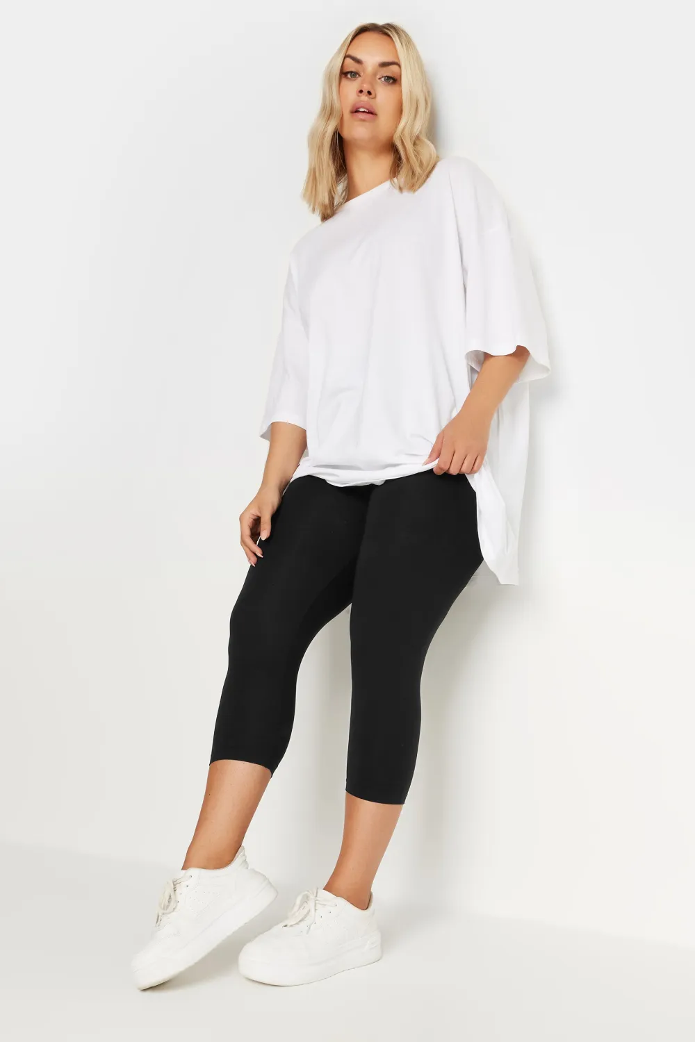 YOURS Curve 2 PACK Black Aztec Print Cropped Leggings