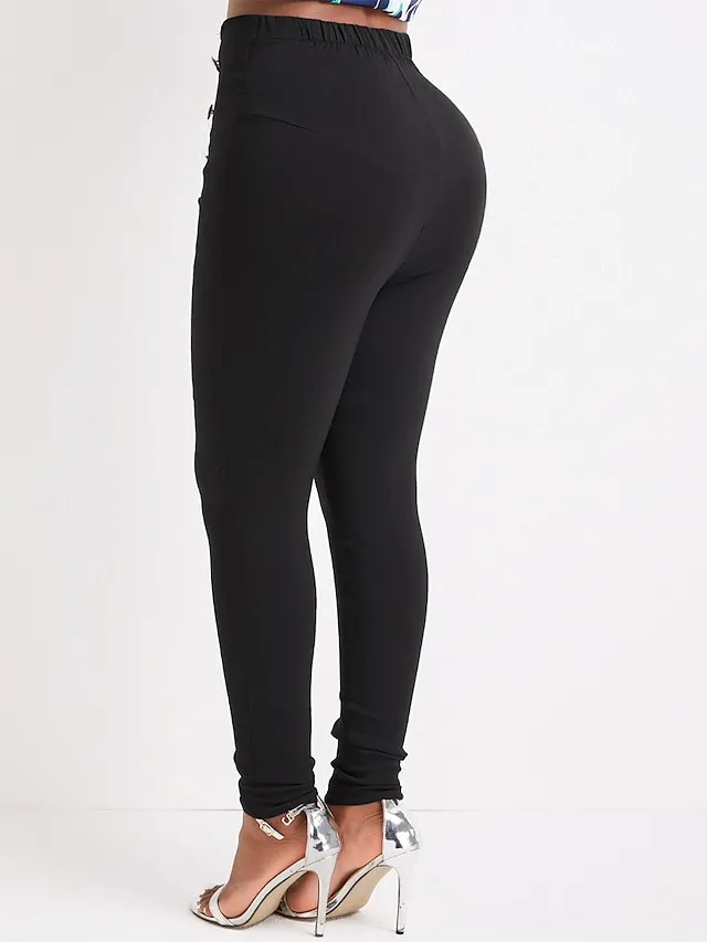 Women's Pants Trousers Leggings Full Length High Cut Micro-elastic High Waist Fashion Streetwear Party Daily Wear Black White S M Fall Winter