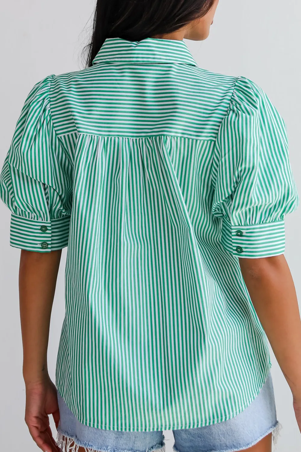 Authentic Sweetness Green Striped Blouse