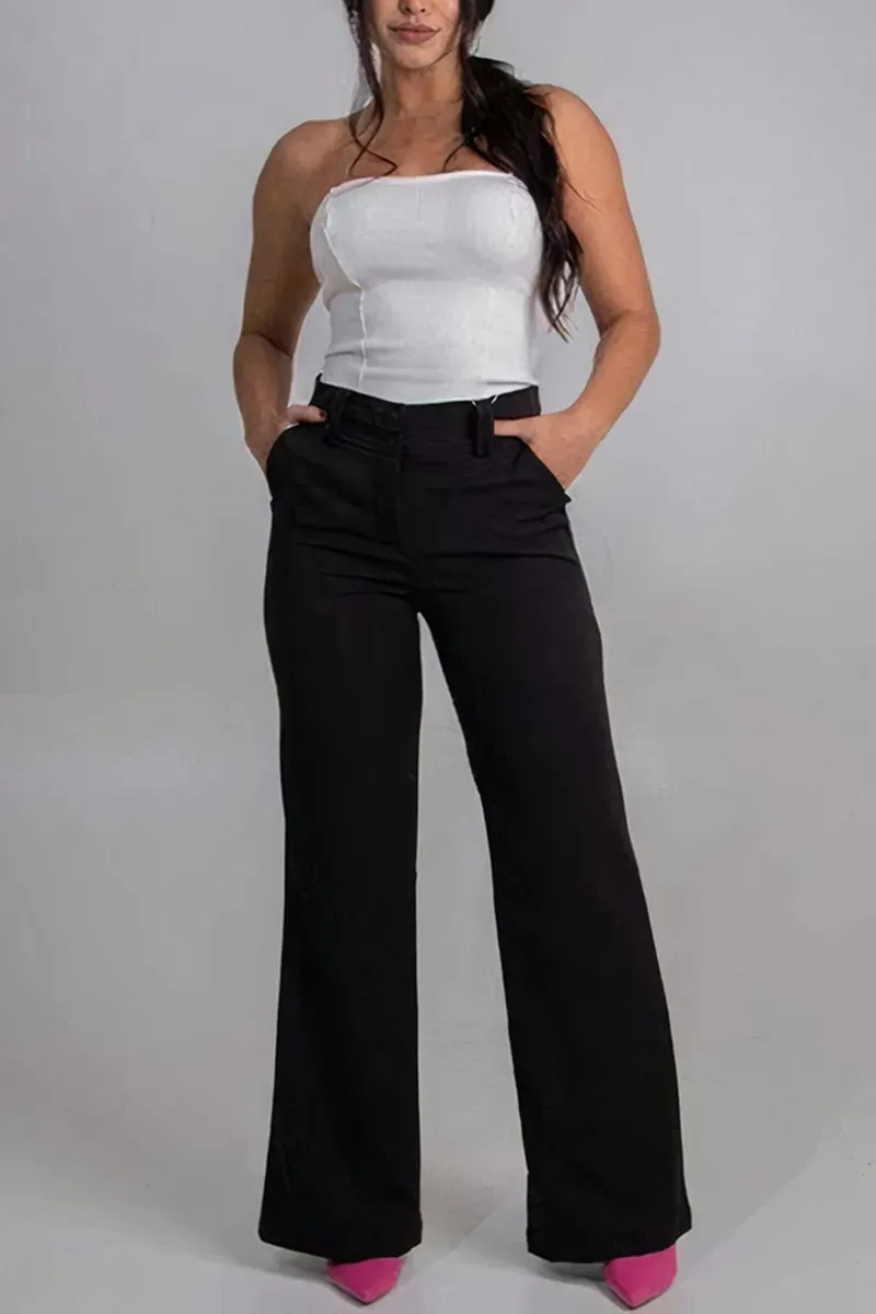 High Waist Pocket Wide Leg Jeans