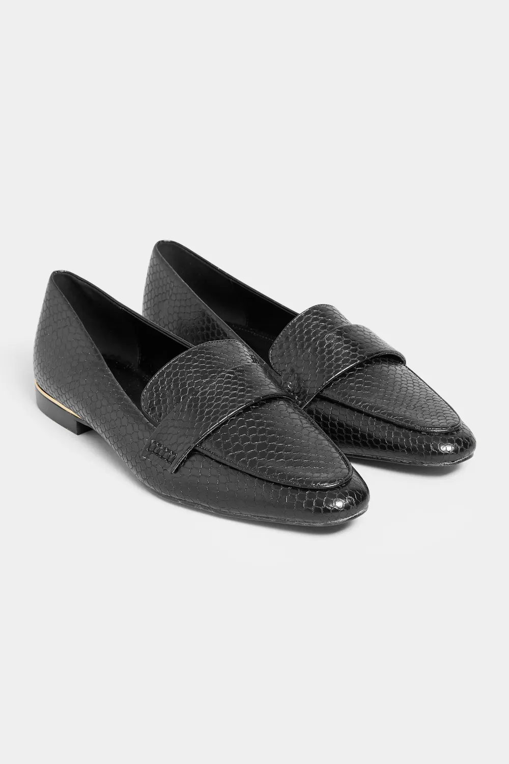LTS Black Metal Trim Loafers In Standard Fit