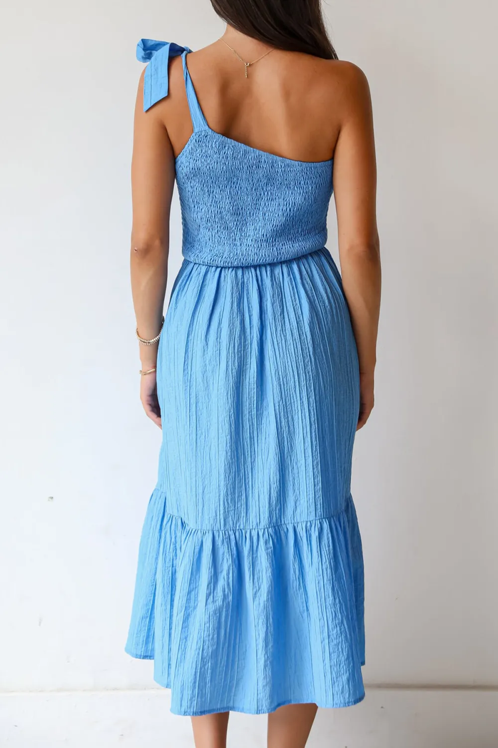 Dedicated To Glamour Blue One-Shoulder Midi Dress