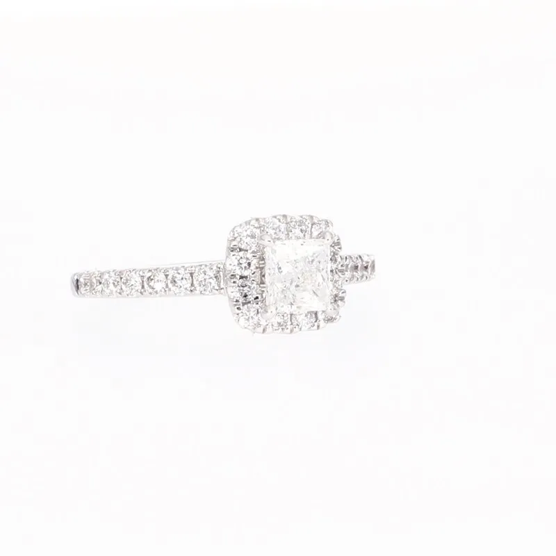 Diamond Engagement Ring 1-1/6 ct tw Princess & Round-cut 14K White Gold