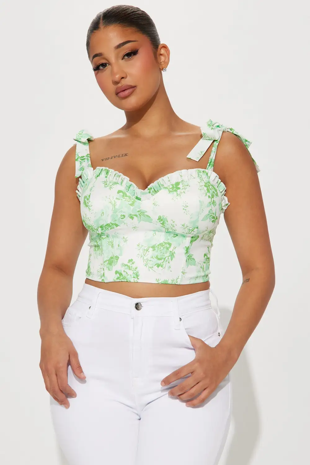 Chamomile Floral Corset Top - White/combo