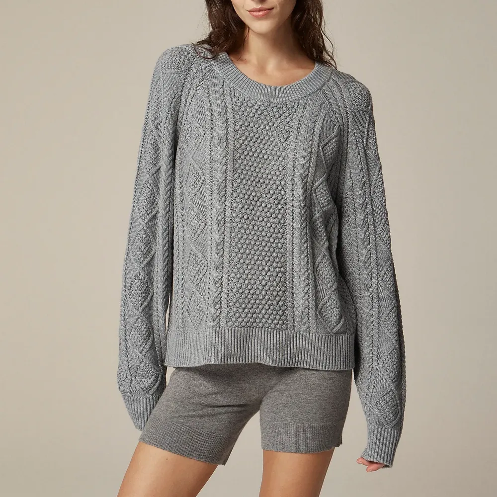 Cotton Cable-Knit Crewneck Sweaters