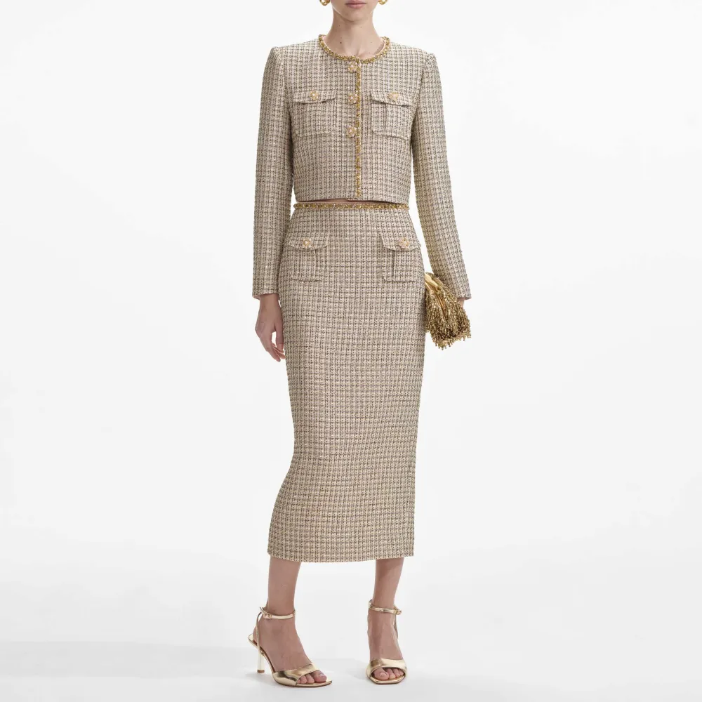 Gold Boucle Midi Skirt