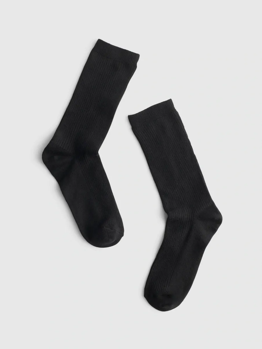 Sleek Black Ribbed Socks