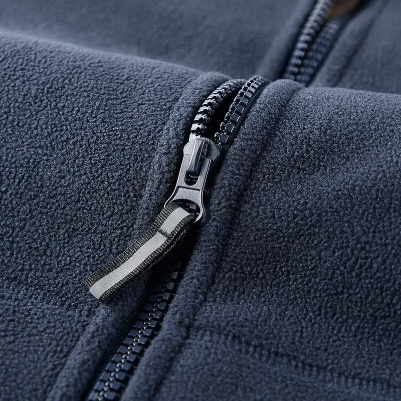 Men'S Outdoor Heavyweight Fleece Jacket - Double-Sided Warm Hooded Coat With Full Zip, Multi Pockets & Machine Washable Polyester For Camping Hiking Casual Wear