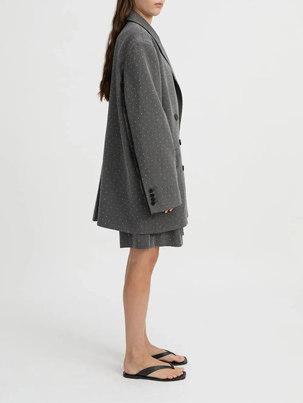 Oversized Slhouette Casual Style  Blazer Charcoal