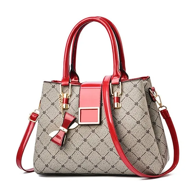 Women's Handbag Crossbody Bag PU Leather Daily Bowknot Large Capacity Plaid dark maple leaf with coffee Light Maple with Naturals Dark Maple with Naturals