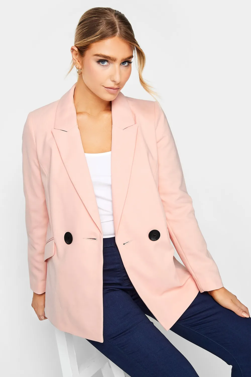 M&Co Pink Tailored Button Blazer