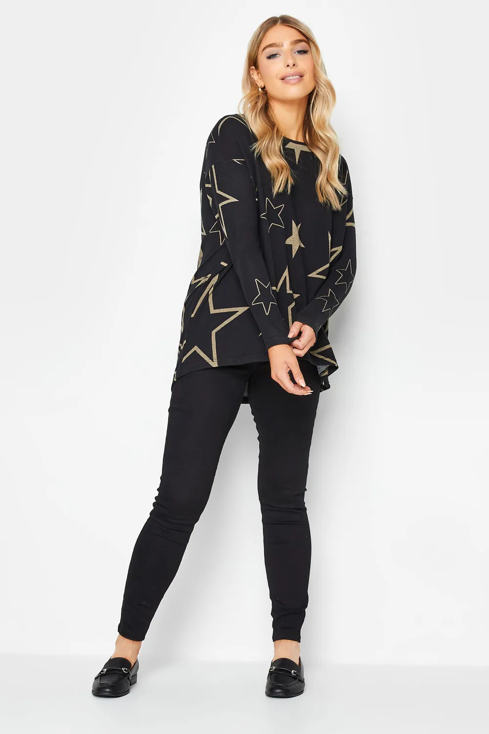 M&Co Black Star Print Jumper