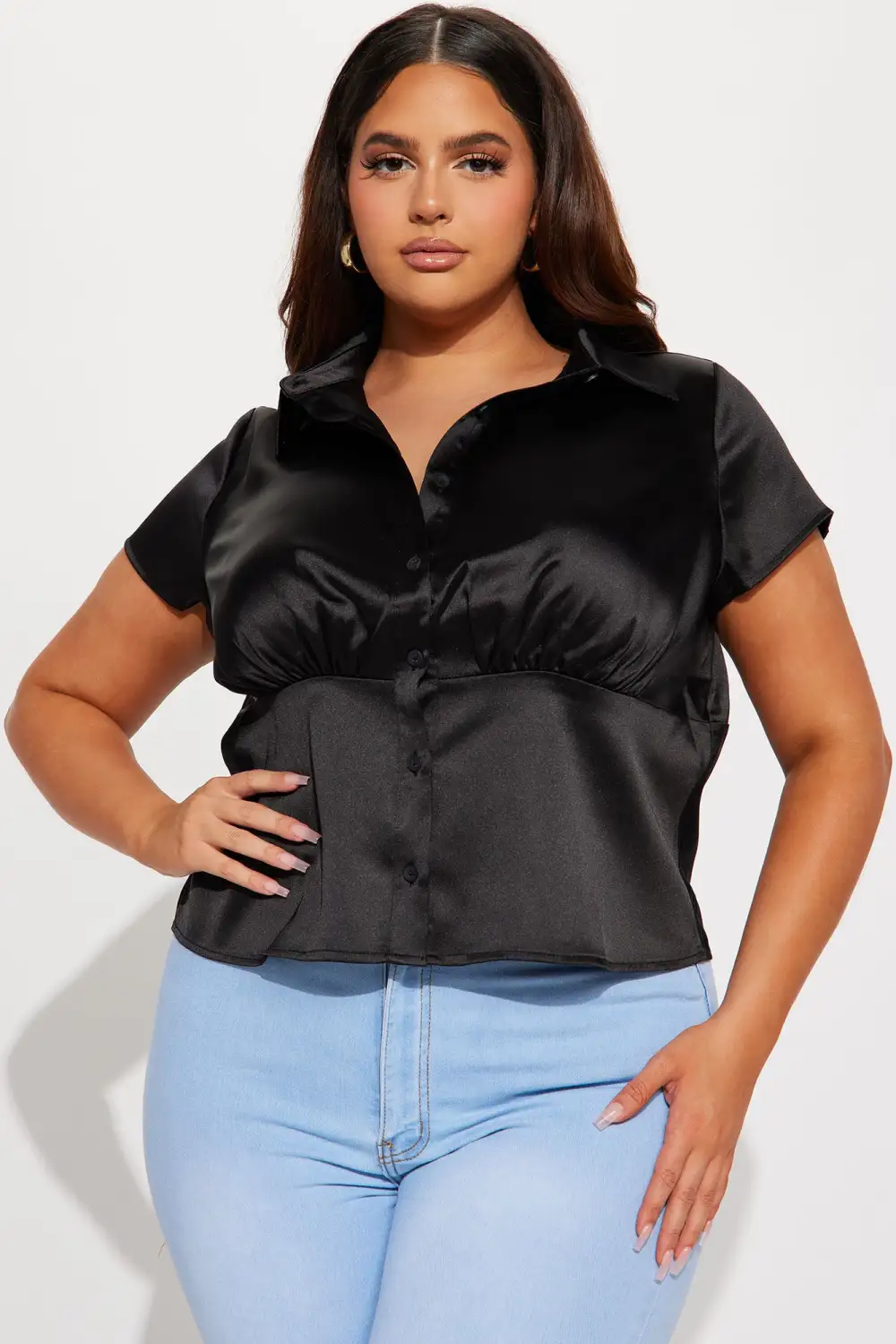 Precious Times Satin Shirt - Black