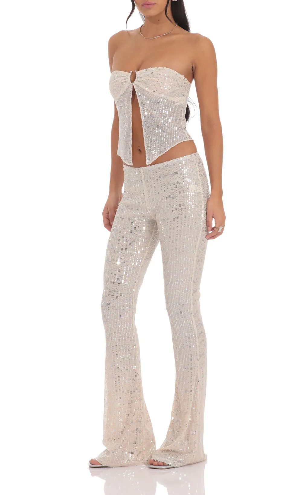 Flyaway Sequin Two Piece Set in Champagne