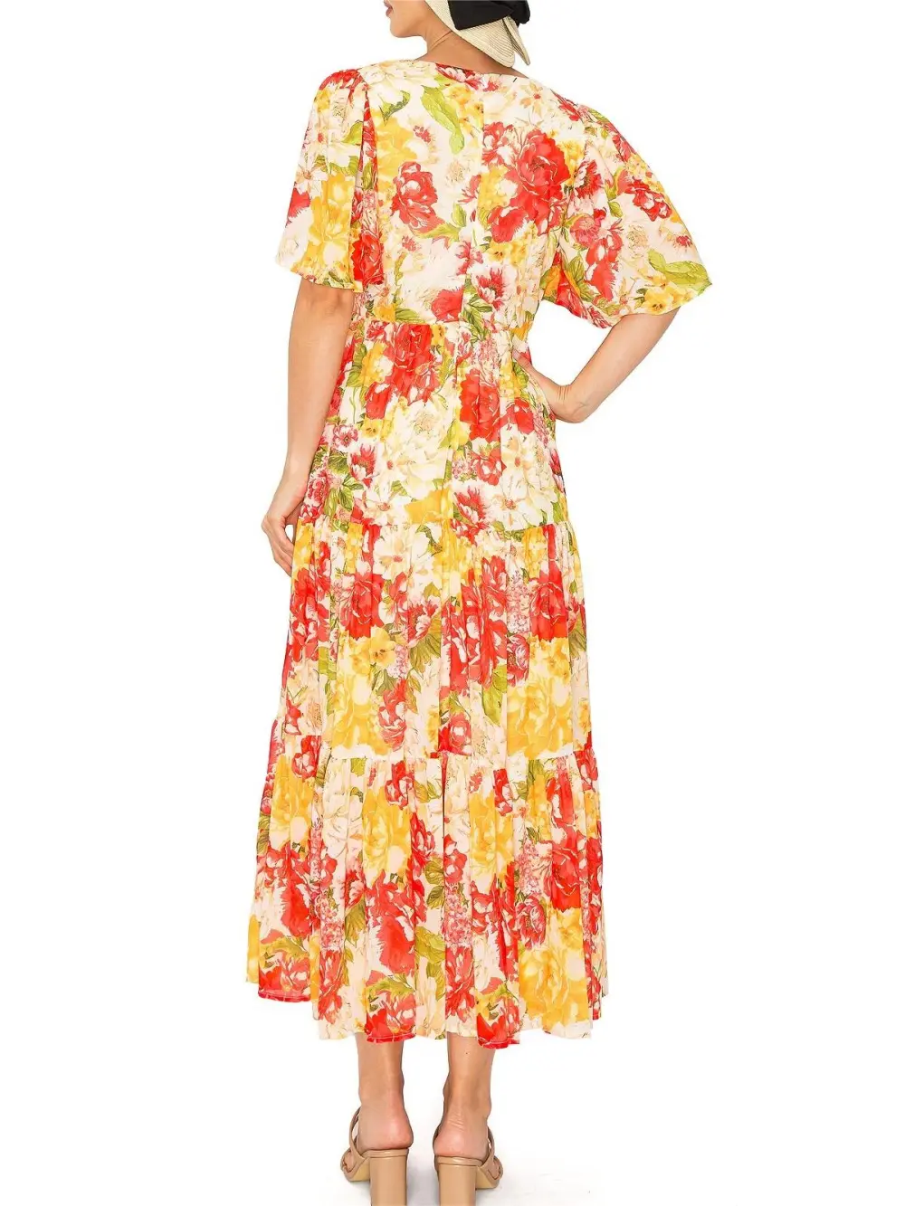 Marigold Floral Print Midi Dress