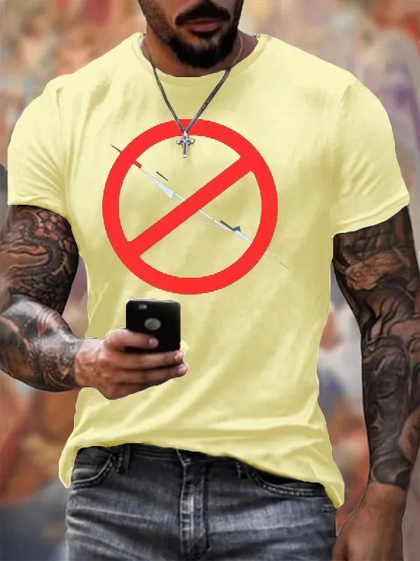 Men'S Retro Printed Casual Crew Neck T-Shirt