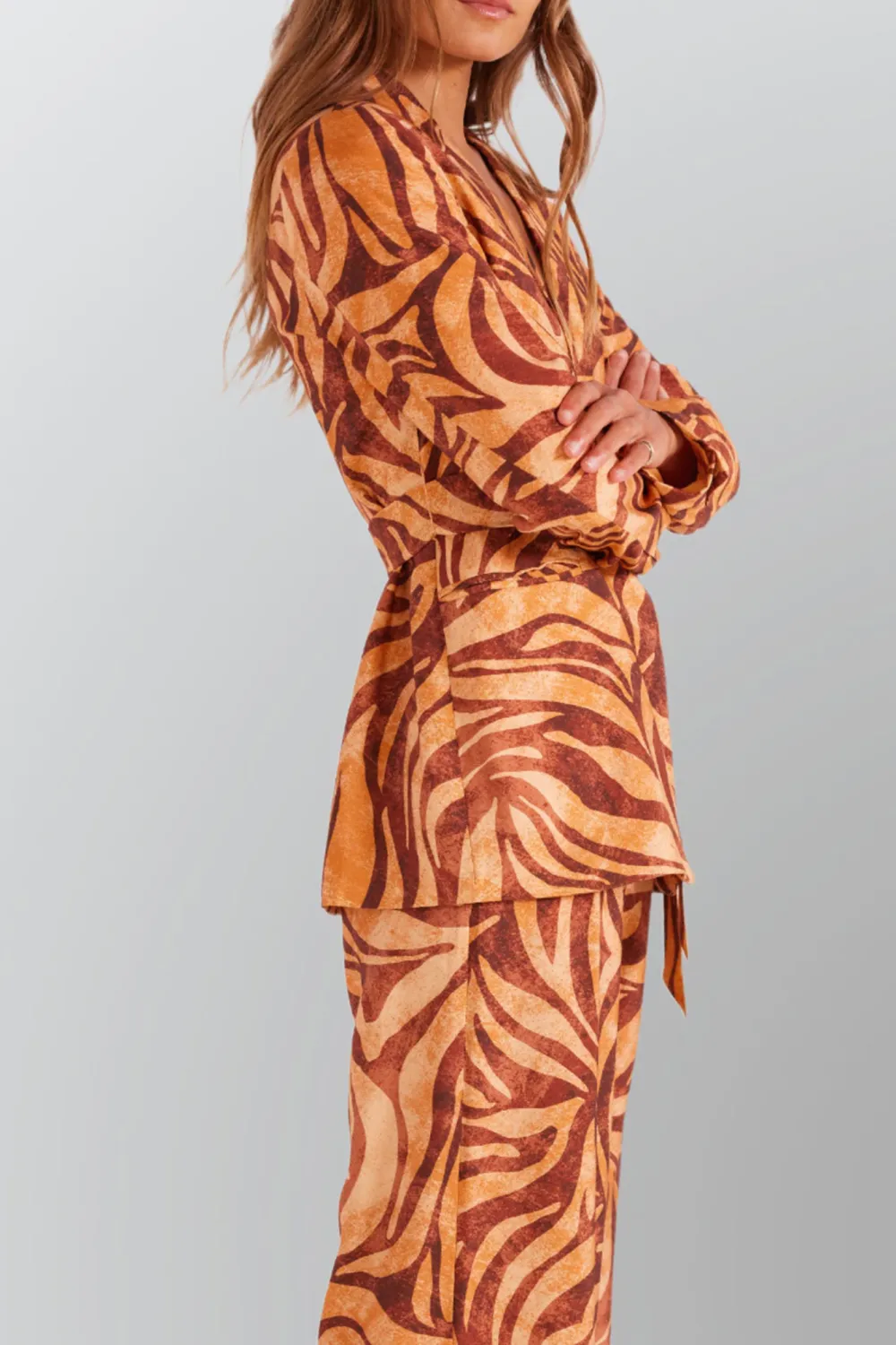 Orange Basic Comfort Slim Fit Lace-Up Jacket