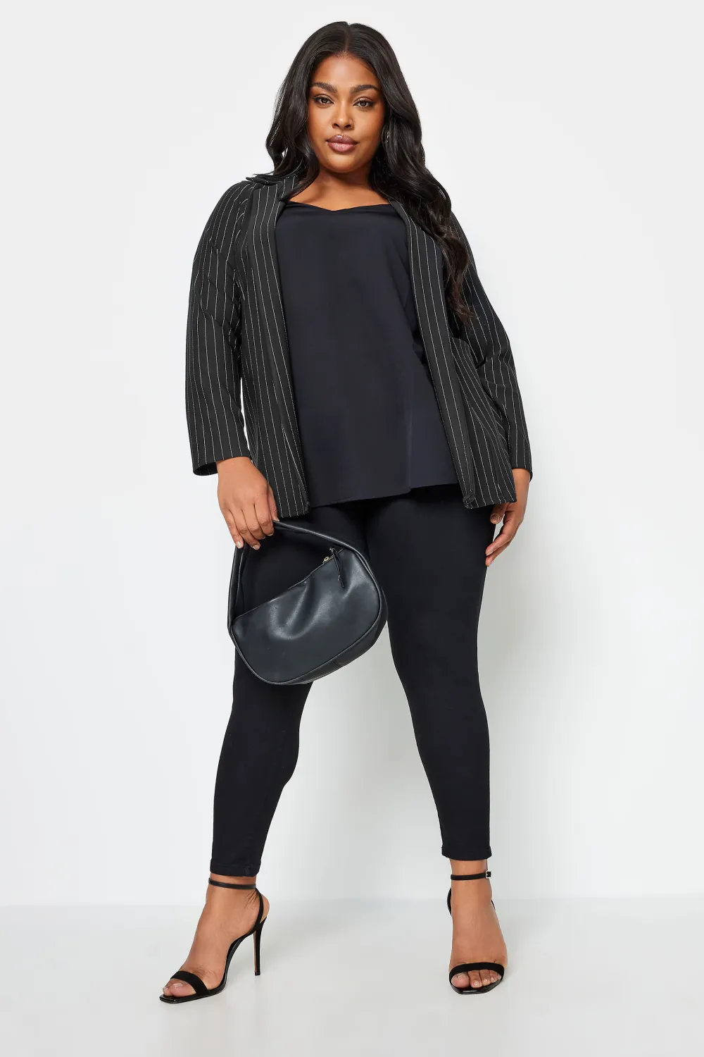 YOURS Curve Black Pinstripe Pocket Blazer