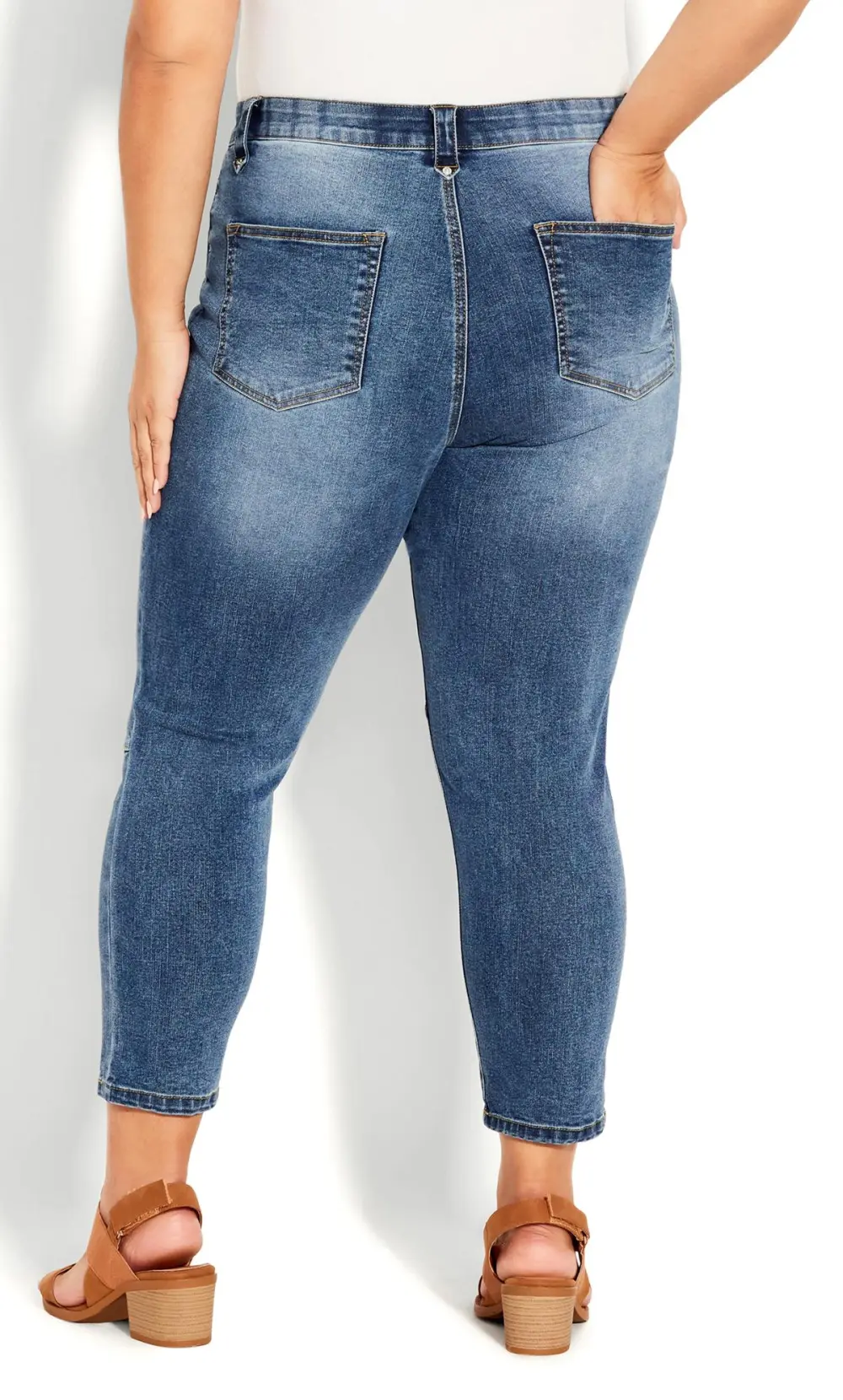 Evans Blue Mid Wash Skinny Jeans