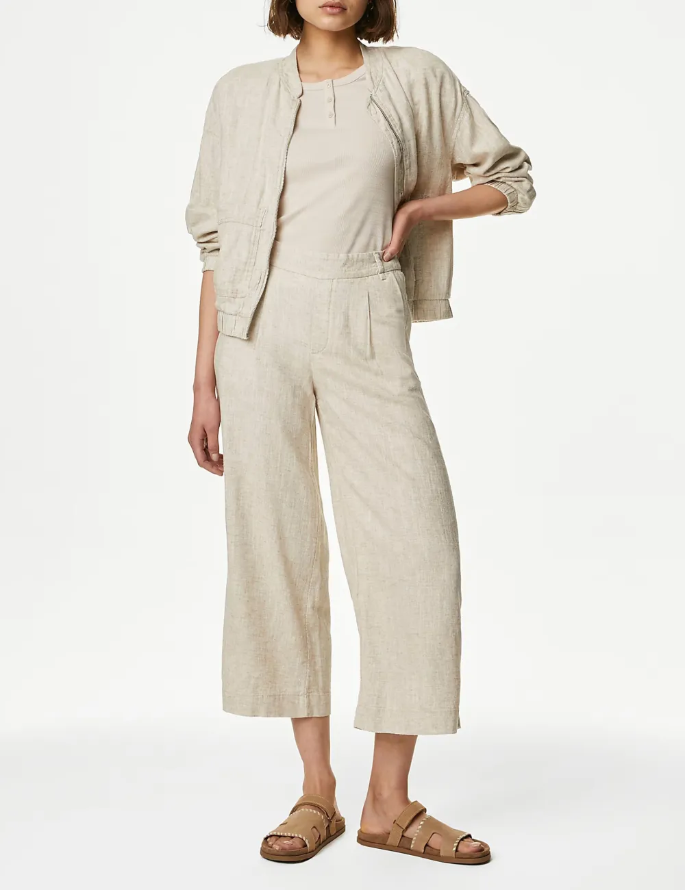 Black Shirred Wide Leg Trousers