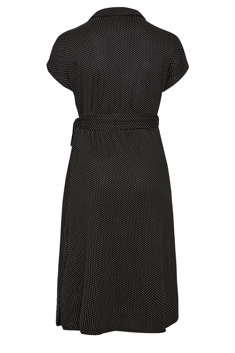 YOURS Curve Black Polka Dot Print Spilt Hem Midaxi Shirt Dress