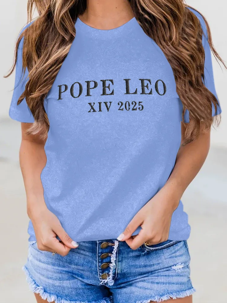 Women'S Pope Leo Xiv 2025 Round-Neck Short-Sleeved T-Shirt