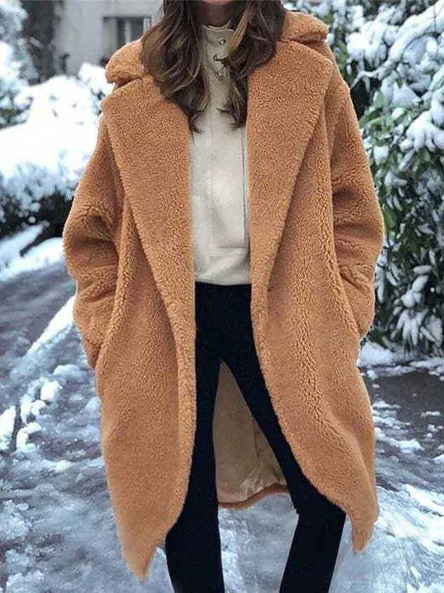 Polar Fleece Loose Plain Teddy Jacket