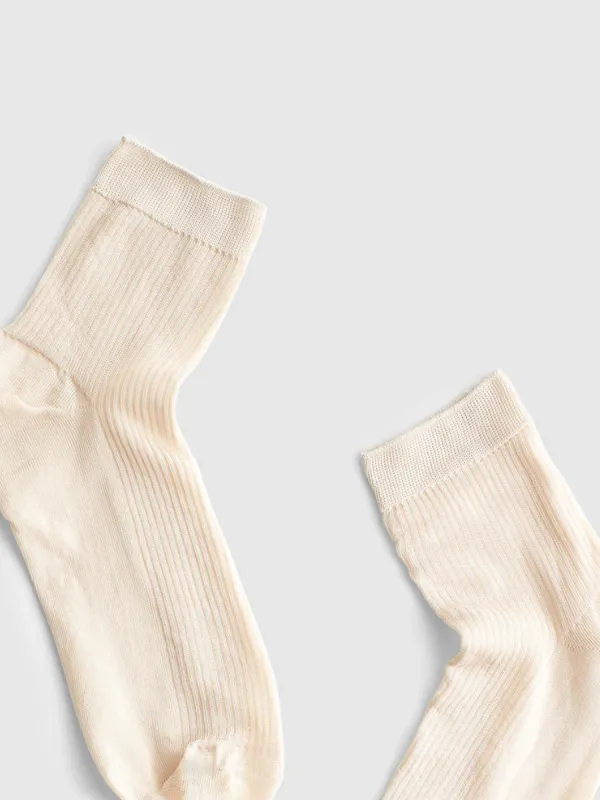 Soft Cream Ribbed Socks