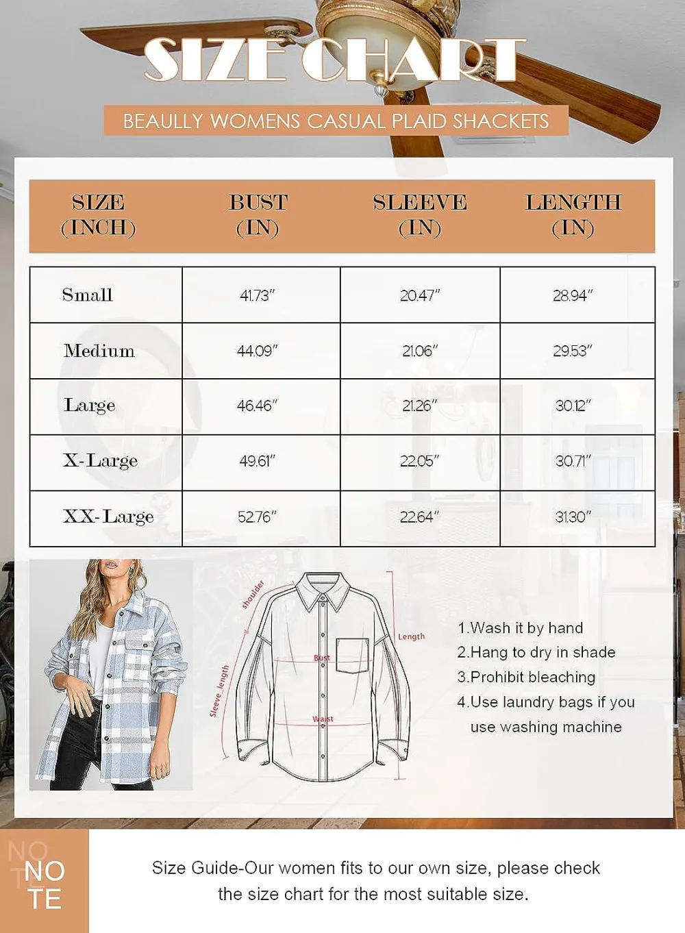 Women's Flannel Plaid Shacket Long Sleeve Button Down Chest Pocketed Shirts Jacket Coats